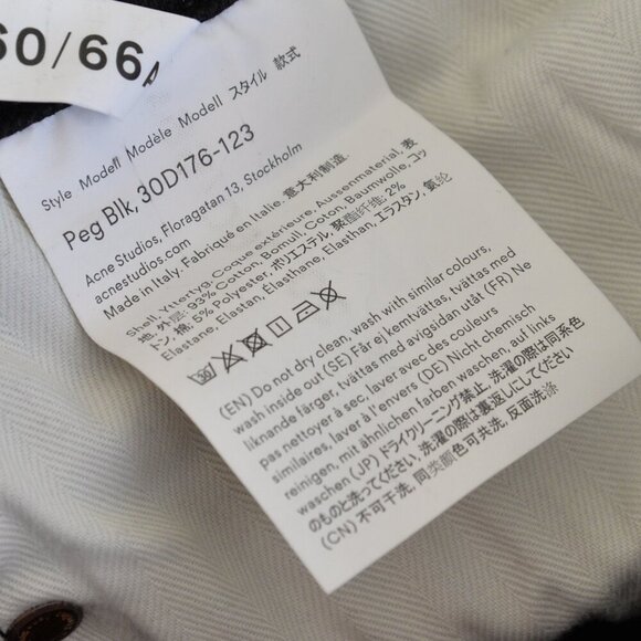 Acne Studios Bla Konst Peg Black Jeans Sz 26 - Picture 6 of 12